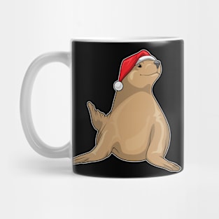 Seal Christmas Santa hat Mug